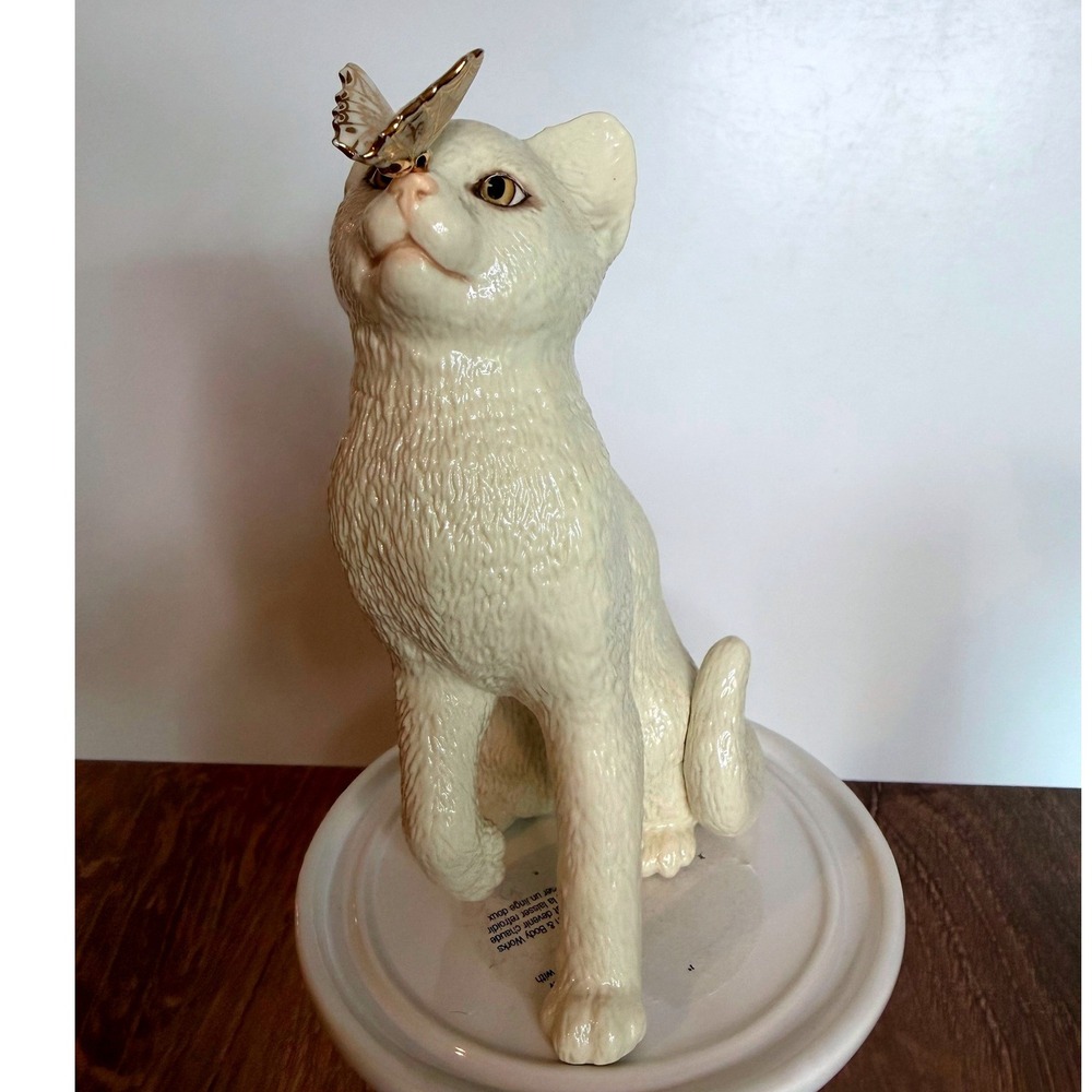Vintage Lenox Eye to Eye Cat Butterfly Figurine 24K Gold Retired